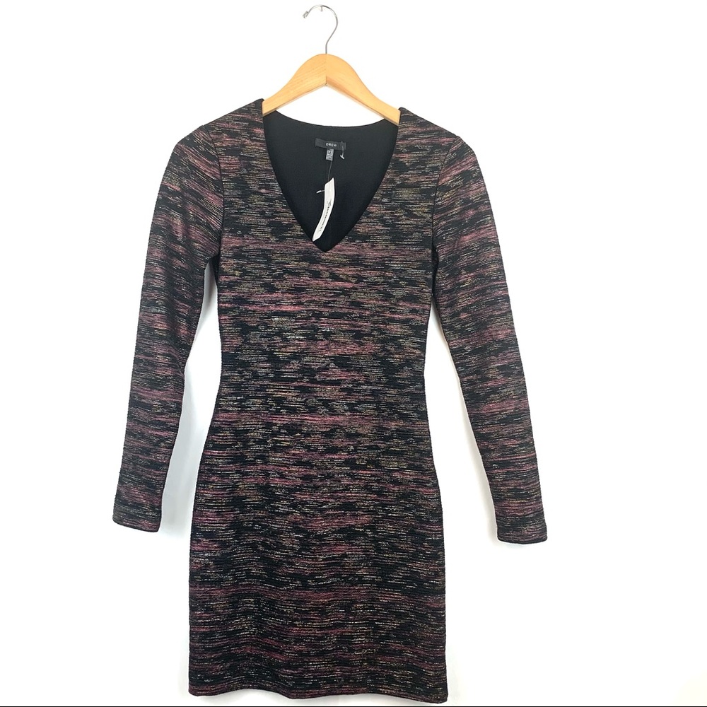 Drew Mir Metallic Long Sleeve Vneck Dress Xs